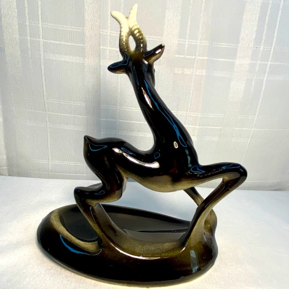 Vintage Gazelle Mid Century Deer Pin tray change caddy California art 6.5" tall - Picture 3 of 11